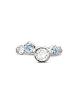 Water Bubbles Offset Aquamarine and Diamond Ring Ring Pruden and Smith   