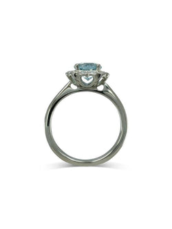 Aquamarine with Scalloped Diamonds Cluster Engagement Ring Ring Pruden and Smith   