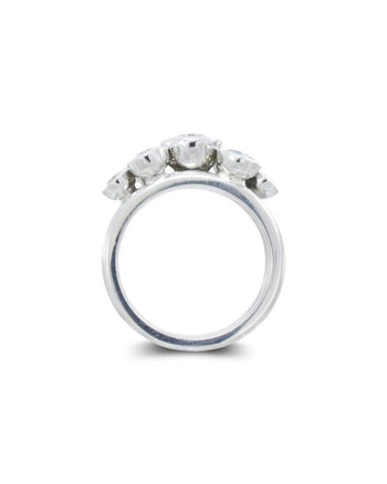 Aquamarine and Diamond Platinum Stacking Ring Set Ring Pruden and Smith   