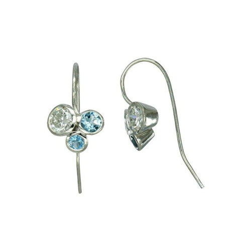 Trefoil Aquamarine Diamond Cluster Earrings Earrings Pruden and Smith Aquamarine  
