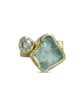 Aquamarine Chunk Yellow Gold Dress Ring Ring Pruden and Smith   