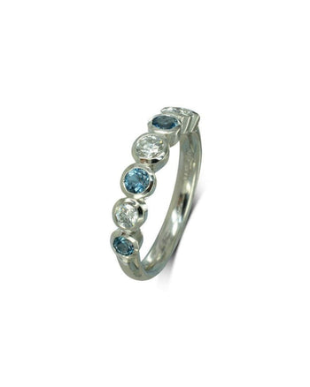 Aquamarine Diamond Platinum Eternity Ring Ring Pruden and Smith   