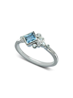 Water Bubbles Aquamarine and Diamond Engagement Ring Ring Pruden and Smith   