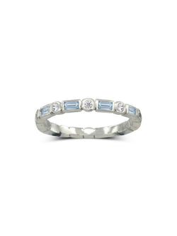 Aquamarine Diamond Platinum Full Eternity Ring Ring Pruden and Smith   