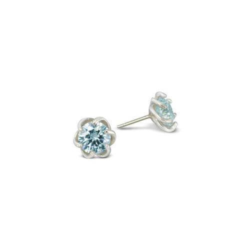 Revolved White Gold Aquamarine Stud Earrings Earrings Pruden and Smith   