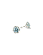 Revolved White Gold Aquamarine Stud Earrings Earrings Pruden and Smith   