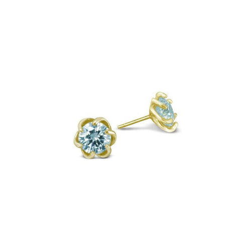 Revolved Yellow Gold Aquamarine Stud Earrings Earrings Pruden and Smith   