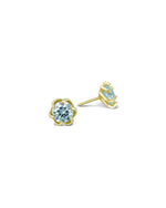 Revolved Yellow Gold Aquamarine Stud Earrings Earrings Pruden and Smith   