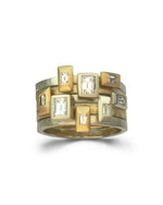 Baguette and Emerald Cut Diamond Stacking Ring Set Ring Pruden and Smith   