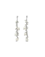 Beaded Pearl Silver Chain Dangly Earrings Earrings Pruden and Smith   