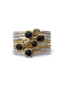 Black Spinel Silver Stacking Ring Ring Pruden and Smith   