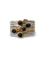 Black Spinel Silver Stacking Ring Ring Pruden and Smith   