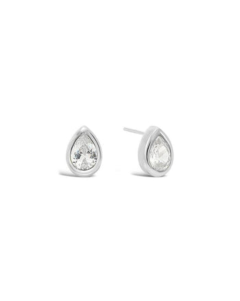 Pear Shaped Silver Stud Earrings Earrings Pruden and Smith   