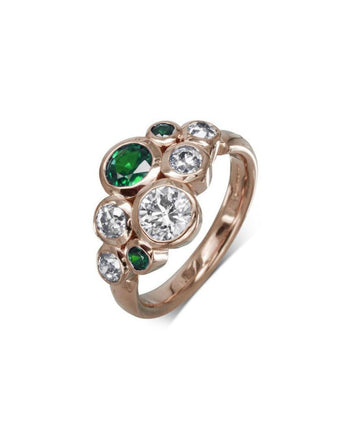 Water Bubbles Emerald and Diamond Cluster Ring Ring Pruden and Smith 18ct Rose Gold  