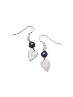 Card Charm Silver and Pearl Drop Earrings Earrings Pruden and Smith   