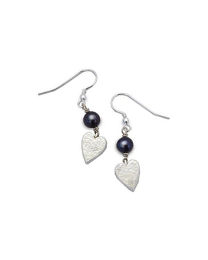 Card Charm Silver and Pearl Drop Earrings Earrings Pruden and Smith   