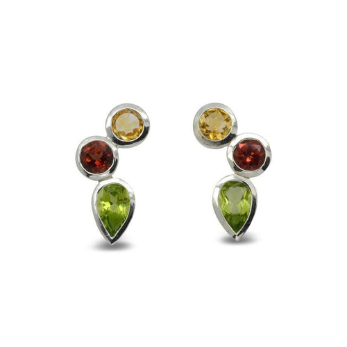 Rubover Citrine, Garnet and Peridot Earrings Earrings Pruden and Smith   