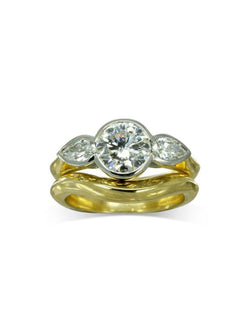 Round Brilliant and Pear Shaped Diamond Trilogy Engagement Ring Ring Pruden and Smith   