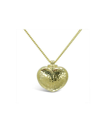 Hammered Yellow Gold Heart Memorial Pendant Pendant Pruden and Smith   