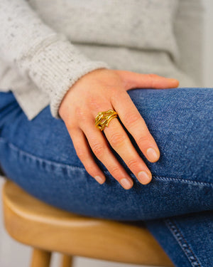 Spiky Gold Dress Ring Ring Pruden and Smith   