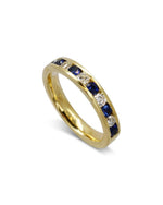 Sapphire and Diamond Eternity Ring Ring Pruden and Smith 18ct Yellow Gold 60% Set Band 