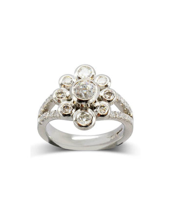 Bespoke Contemporary Diamond Cluster Ring Ring Pruden and Smith   