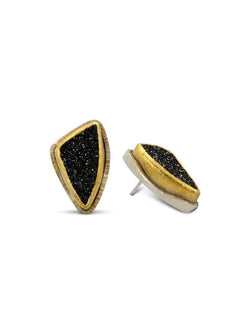 Black Onyx Druzy Stud Earrings Earrings Pruden and Smith   