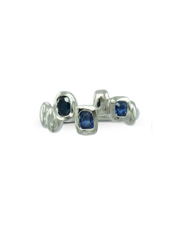 Pebble Sapphire 9ct Gold Half Eternity Ring Ring Pruden and Smith   