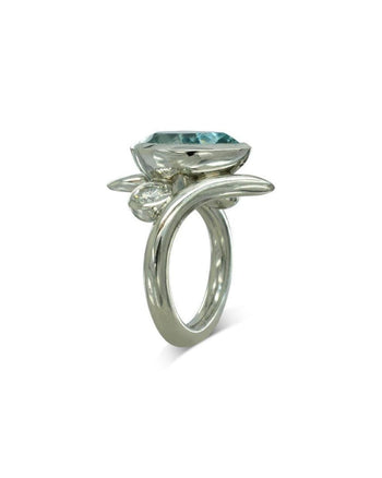 Spiky Pear Shaped Aquamarine Engagement Ring Ring Pruden and Smith   