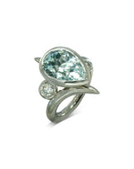 Spiky Pear Shaped Aquamarine Engagement Ring Ring Pruden and Smith   