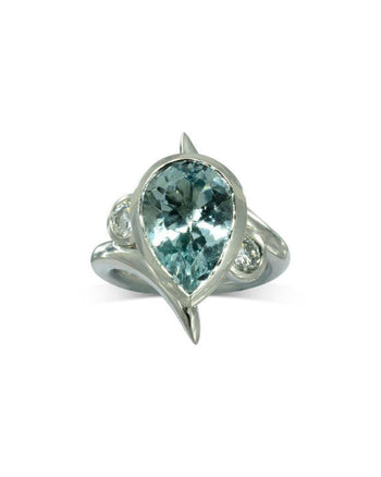 Spiky Pear Shaped Aquamarine Engagement Ring Ring Pruden and Smith   