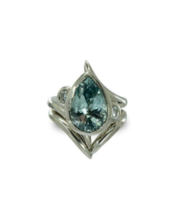 Spiky Pear Shaped Aquamarine Engagement Ring Ring Pruden and Smith   