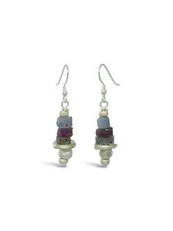 Rough Blue Pink Sapphire Earrings Earrings Pruden and Smith   