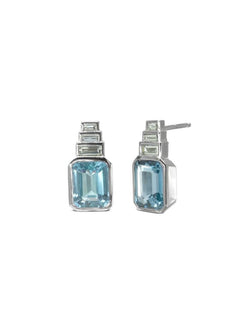 Art Deco Aquamarine Stud Earrings Earrings Pruden and Smith   