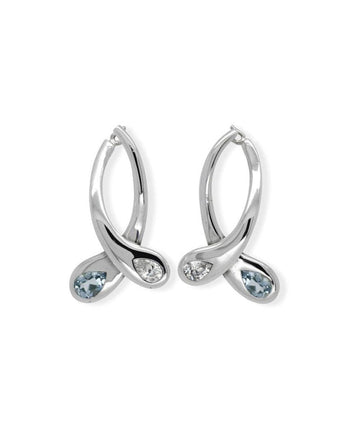 Moi et Toi Diamond & Aquamarine Dangly Earrings Earrings Pruden and Smith   