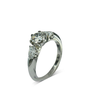 Round Brilliant and Pear Cut Diamond Trilogy Ring Ring Pruden and Smith   