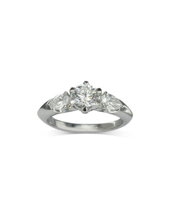 Round Brilliant and Pear Cut Diamond Trilogy Ring Ring Pruden and Smith   