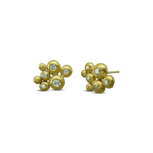 Nugget Yellow Gold Multi Diamond Stud Earrings Earrings Pruden and Smith 18ct Yellow Gold  