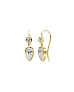 Pear Shaped Diamond Yellow Gold Drop Earrings Earrings Pruden and Smith   