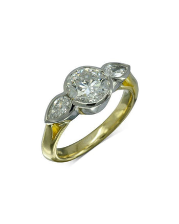 Round Brilliant and Pear Shaped Diamond Trilogy Ring Ring Pruden and Smith   