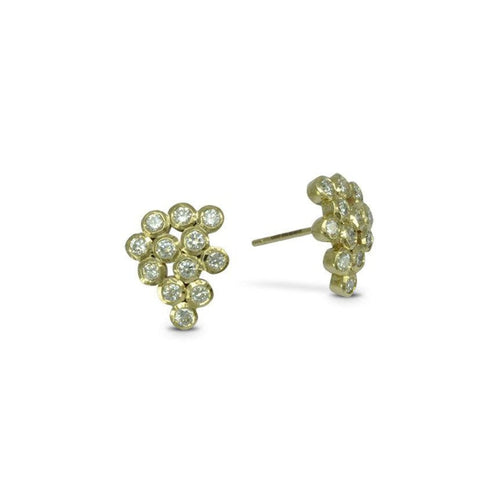 Diamond Bubbles Yellow Gold Cluster Stud Earrings Earrings Pruden and Smith   