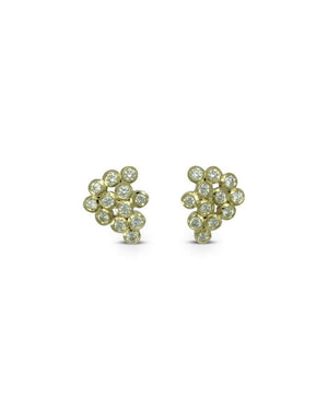 Diamond Bubbles Yellow Gold Cluster Stud Earrings Earrings Pruden and Smith   