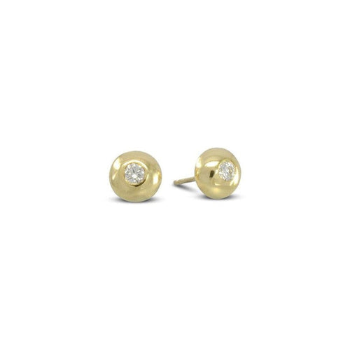 Pebble Yellow Gold Diamond Stud Earrings Earrings Pruden and Smith   