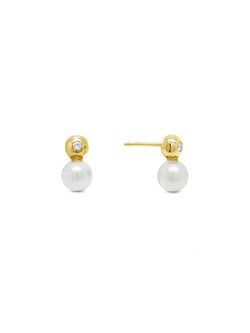 Diamond and Akoya Pearl Stud Earrings Earrings Pruden and Smith 5.5mm  