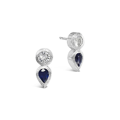 Diamond and Sapphire White Gold Stud Earrings Earrings Pruden and Smith   