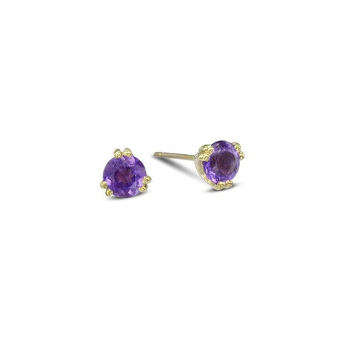 Double Claw Amethyst Stud Earrings Earrings Pruden and Smith 9ct Yellow Gold  