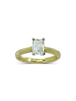 Four Claw Emerald Cut Diamond Engagement Ring Ring Pruden and Smith   