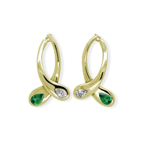 Moi et Toi Diamond & Emerald Drop Earrings Earrings Pruden and Smith   