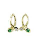 Moi et Toi Diamond & Emerald Drop Earrings Earrings Pruden and Smith   