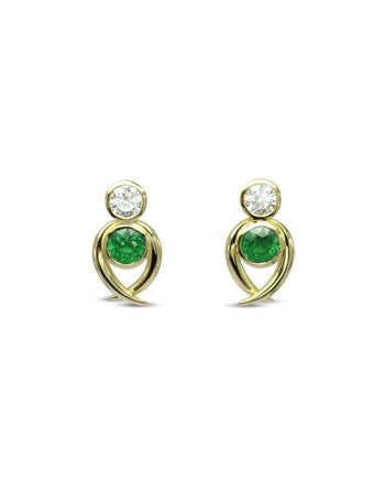 Spiky Emerald Diamond Stud Earrings Earrings Pruden and Smith   